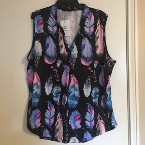 Black top with feather pattern